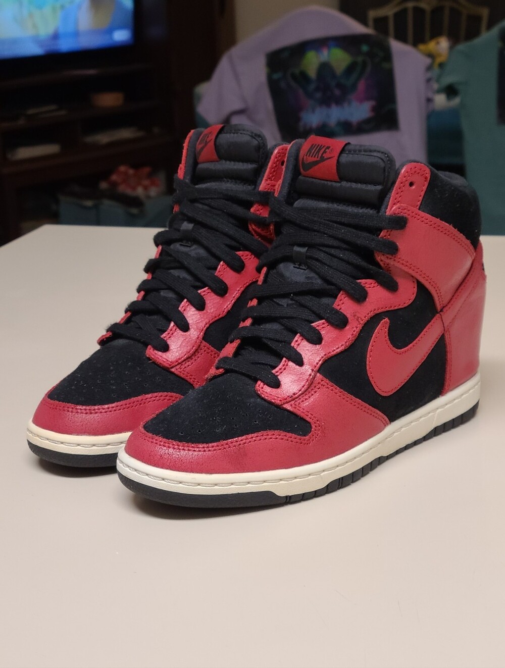 Nike Dunk Sky Hi Essentials Bred hidden wedge skateboard sneakers size 8